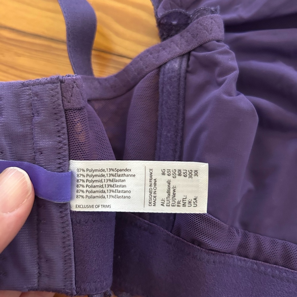 Parfait Adriana Lace Bralette in Purple UK 30G USA 30I - Picture 6 of 8